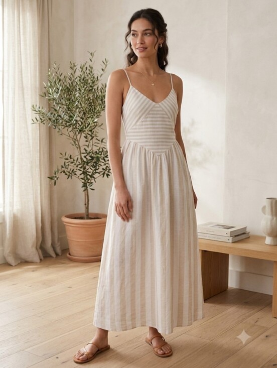Torn by Ronny Kobo Dresses & Skirts - NWT Ronny Kobo Linen Blend Striped Drop Waist Dress - STUNNING! Msrp $168